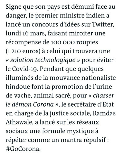 ''Le Monde'' du 20/03/2020 ''Le Monde'' du 20/03/2020